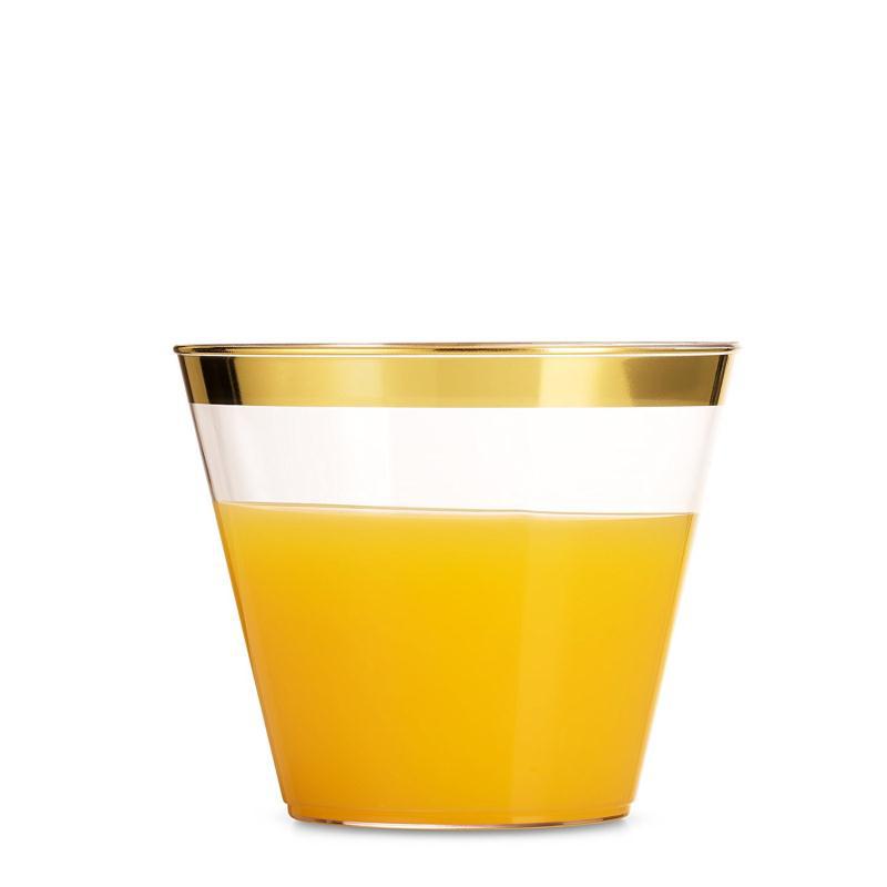 Mivorao 9 oz Gold-Stamped Disposable Plastic Water Cups