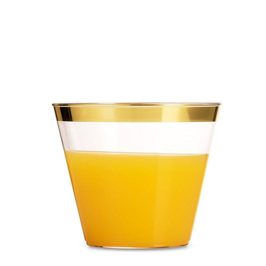 Mivorao 9 oz Gold-Stamped Disposable Plastic Water Cups