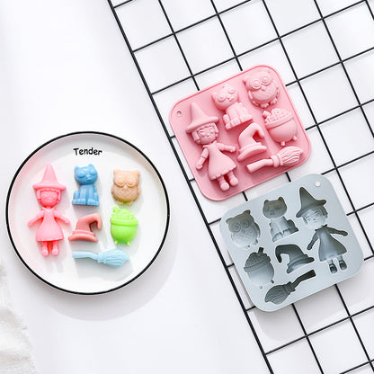 Halloween-themed silicone molds, cake molds, and chocolate molds featuring