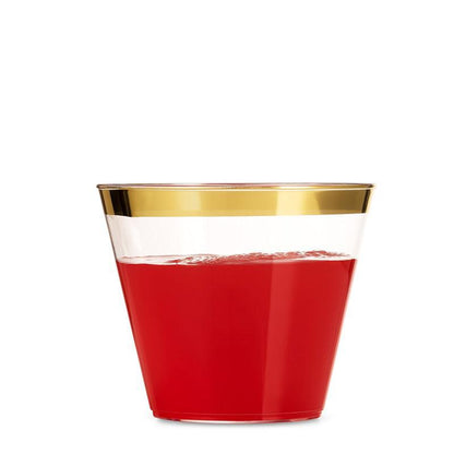 9oz Gold-Stamped Short and Chubby Water Cup - Disposable Plastic Catering