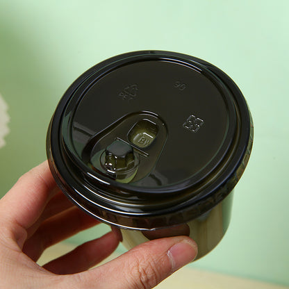 Disposable American-style coffee cup, black transparent plastic cup with