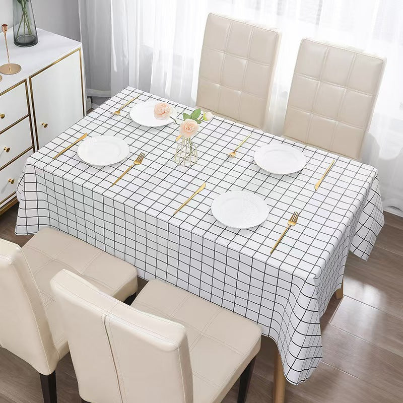 Disposable plastic grid tablecloth, round or rectangular table, 137*274cm