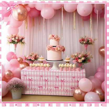 disposable tablecloth with pink bow for children's birthday party 137*274cm