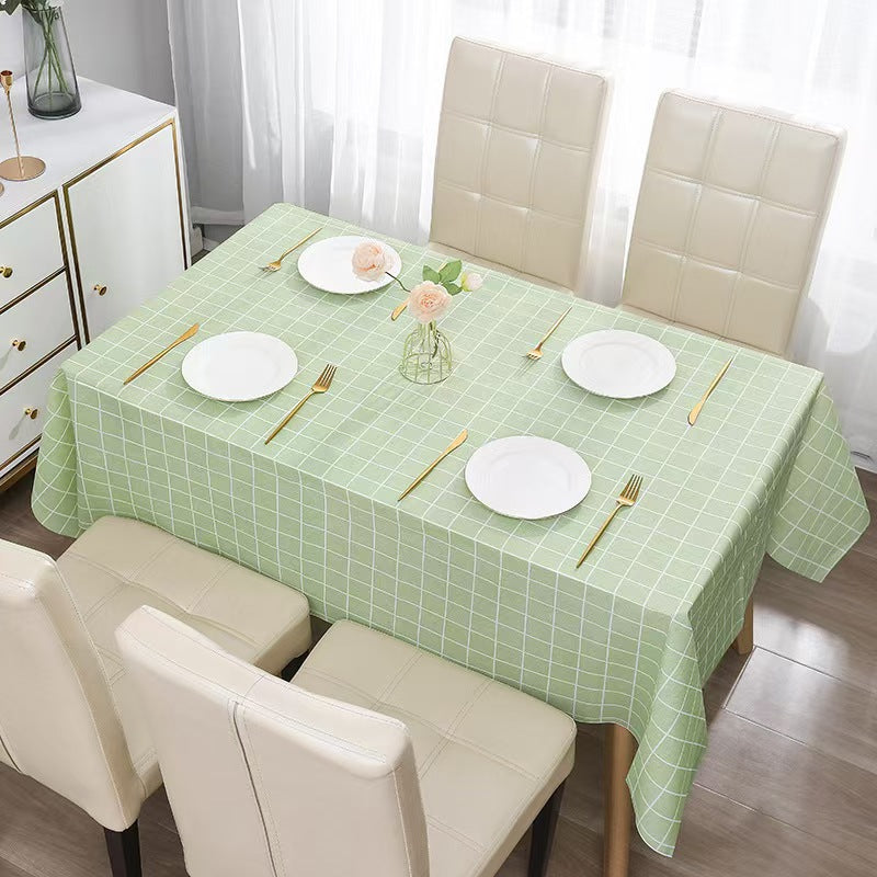 Disposable plastic grid tablecloth, round or rectangular table, 137*274cm