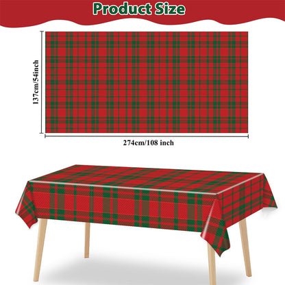 Disposable Farrow Check Party Tablecloth, Plastic Rectangular Christmas