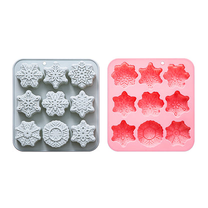 9 different snowflake-shaped silicone molds