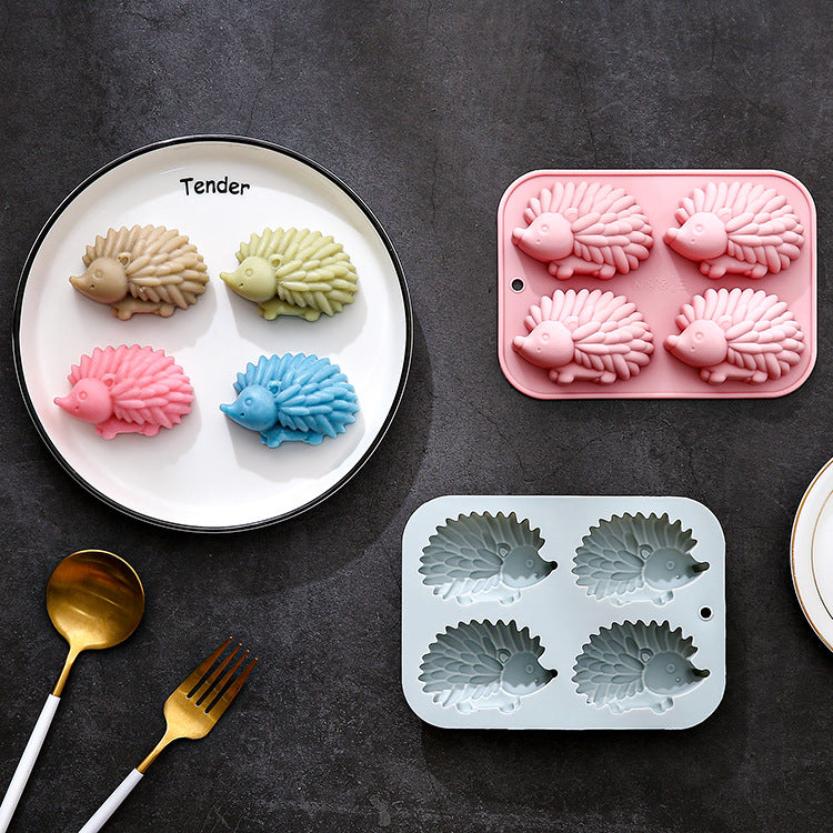 4-cavity hedgehog-shaped silicone mold