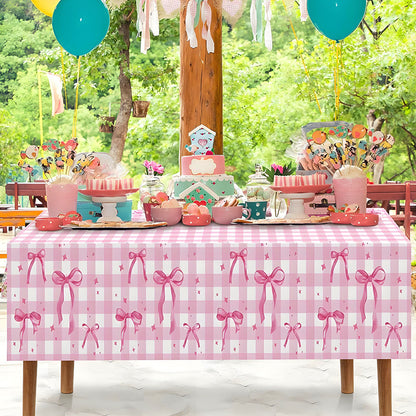 disposable tablecloth with pink bow for children's birthday party 137*274cm
