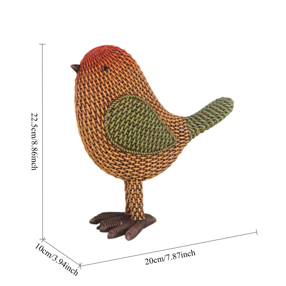 Imitation rattan bird figurine, resin animal sculpture, home decoration