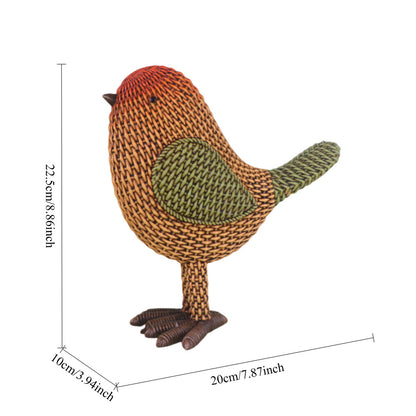 Imitation rattan bird figurine, resin animal sculpture, home decoration